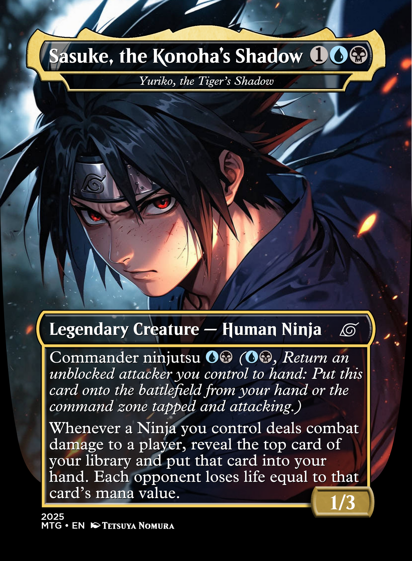 MTG Proxy de Magic: The Gathering Yuriko, the Tiger's Shadow – Uzumaki Naruto (Naruto Shippuden) | 5 Artes Exclusivas a Elegir