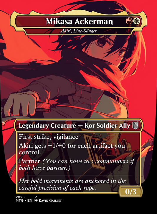 MTG Proxy de Magic: The Gathering Akiri, Line-Slinger – Mikasa Ackerman (Shingeki no Kyojin / Attack on Titan) | 6 Artes Exclusivas a Elegir