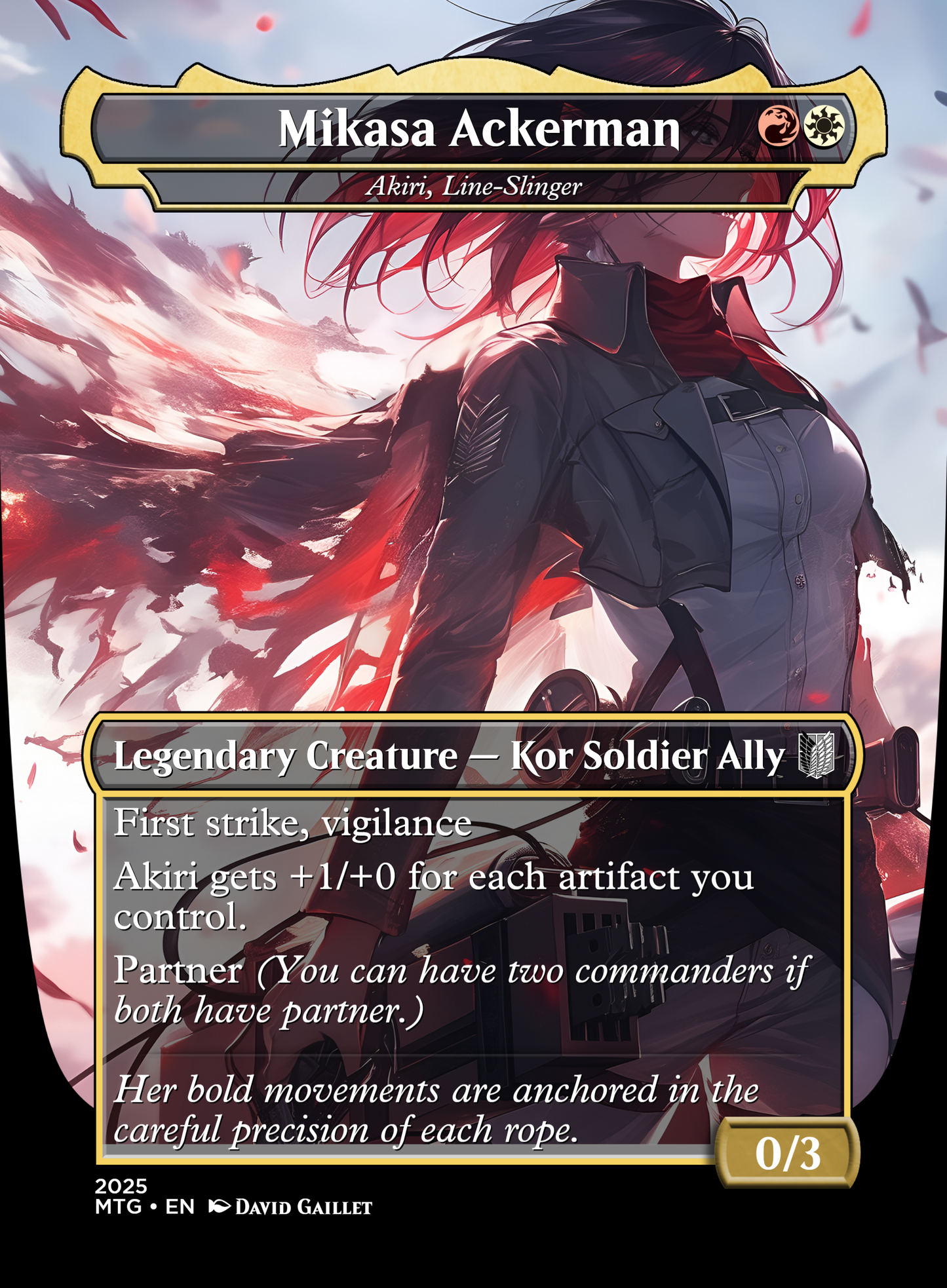 MTG Proxy de Magic: The Gathering Akiri, Line-Slinger – Mikasa Ackerman (Shingeki no Kyojin / Attack on Titan) | 6 Artes Exclusivas a Elegir